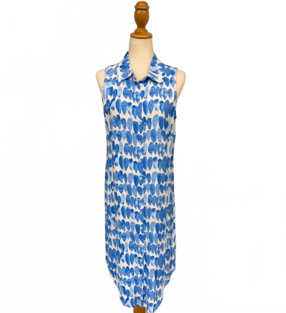 NEW CHARLIE B women's sleeveless button front shirt dress in lagoon